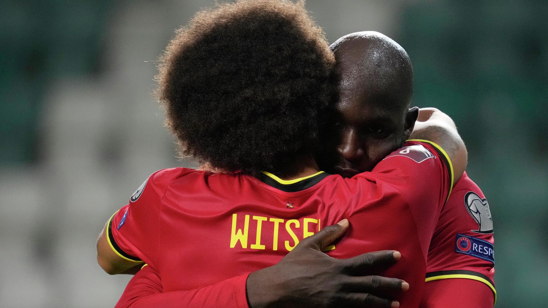 Soccer Football - World Cup - UEFA Qualifiers - Group E - Estonia v Belgium - A. Le Coq Arena, Tallinn, Estonia - September 2, 2021 Belgium's Axel Witsel celebrates scoring their fourth goal with Romelu Lukaku REUTERS/Ints Kalnins Soccer Football - World Cup - UEFA Qualifiers - Group E - Estonia v Belgium - A. Le Coq Arena, Tallinn, Estonia - September 2, 2021 Belgium's Axel Witsel celebrates scoring their fourth goal with Romelu Lukaku REUTERS/Ints Kalnins - РИА Новости, 1920, 02.09.2021