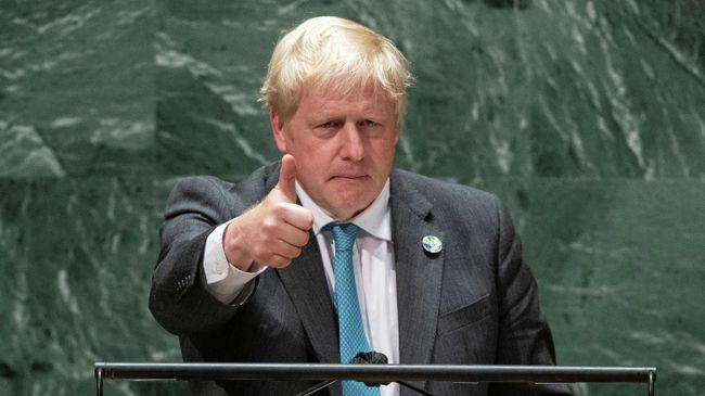 Премьер-министр Великобритании Борис Джонсон во время выступления на Генассамблее ООН в Нью-Йорке