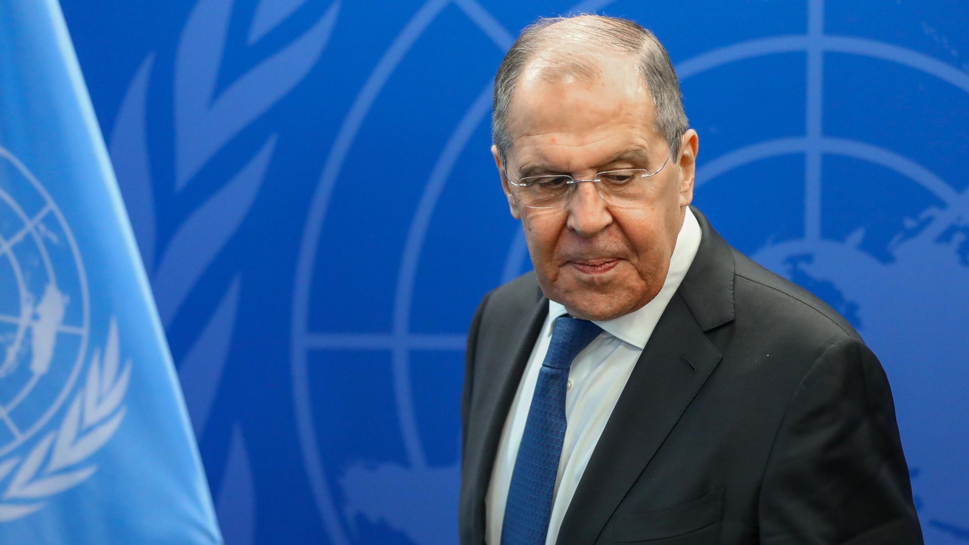 Министр иностранных дел РФ Сергей Лавров после встречи с генеральным секретарем ООН Антониу Гутерришем на полях 76-й сессии ГА ООН в Нью-Йорке Министр иностранных дел РФ Сергей Лавров после встречи с генеральным секретарем ООН Антониу Гутерришем на полях 76-й сессии ГА ООН в Нью-Йорке - РИА Новости, 1920, 25.09.2021