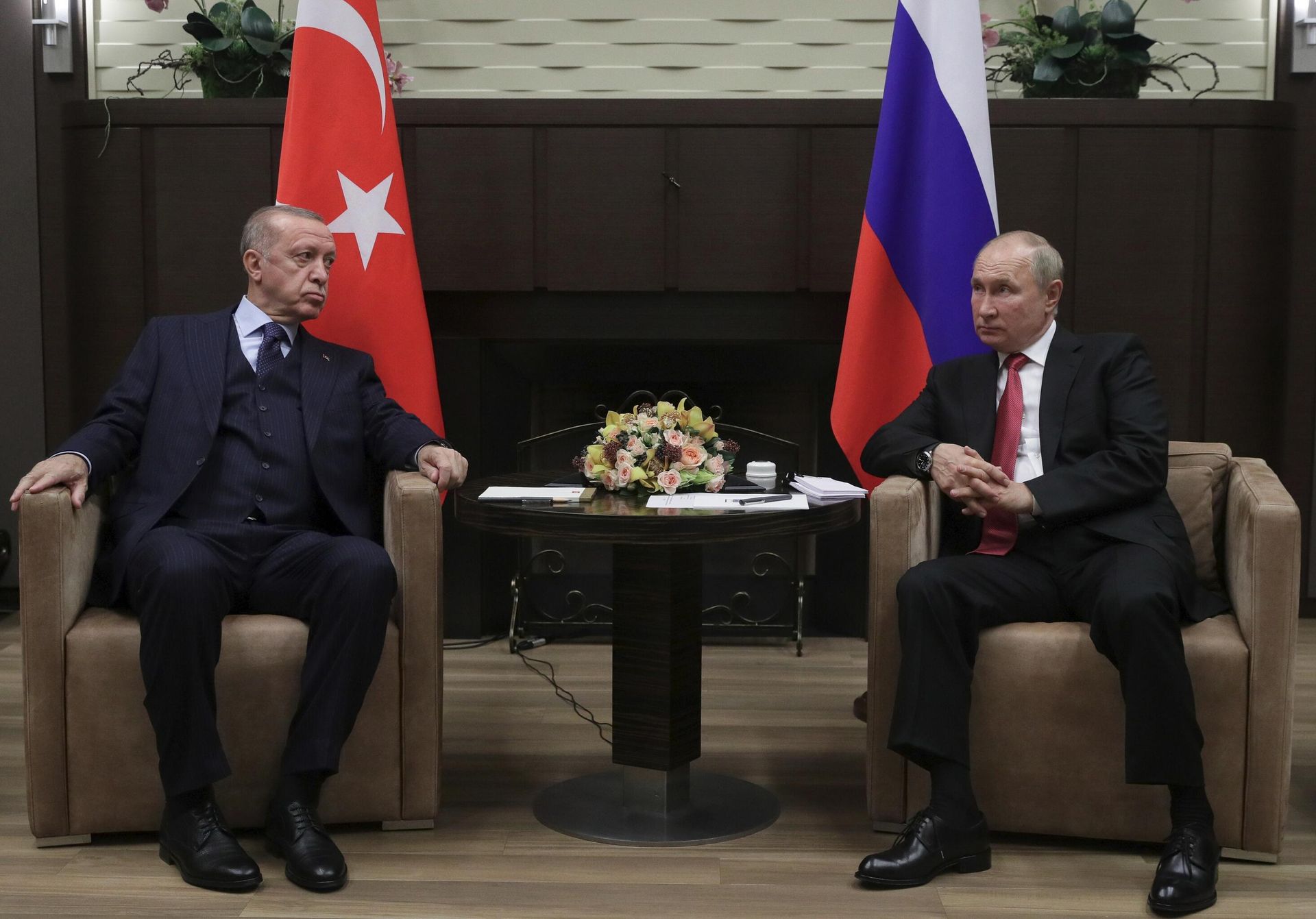 Президент РФ Владимир Путин и президент Турции Реджеп Тайип Эрдоган во время встречи в сочинской резиденции Бочаров Ручей Президент РФ Владимир Путин и президент Турции Реджеп Тайип Эрдоган во время встречи в сочинской резиденции Бочаров Ручей - РИА Новости, 1920, 31.05.2022