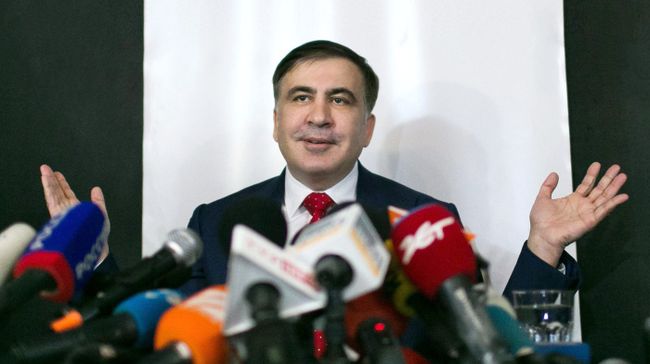 Михаил Саакашвили во время пресс-конференции в Варшаве. 13 февраля 2018 Михаил Саакашвили во время пресс-конференции в Варшаве. 13 февраля 2018