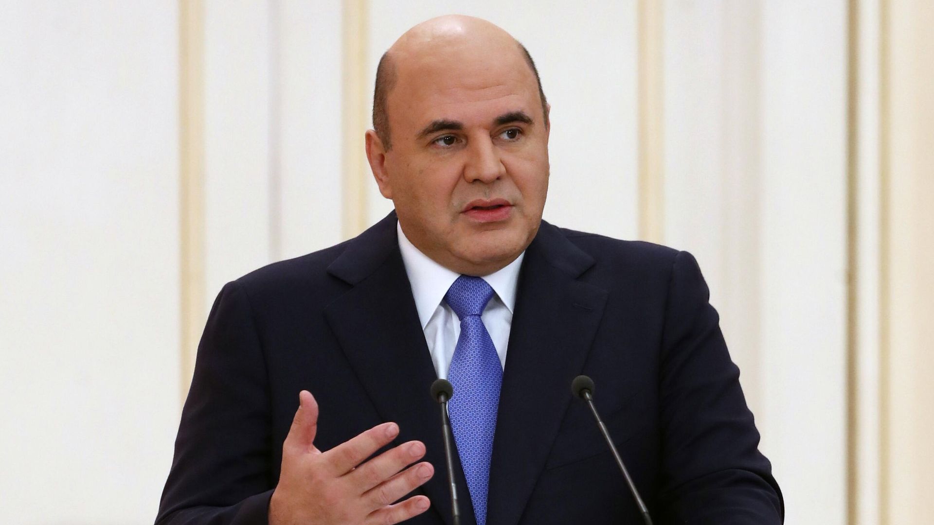 Председатель правительства РФ Михаил Мишустин выступает на церемонии вручения премий правительства РФ 2021 года в области образования и почётных грамот правительства РФ Председатель правительства РФ Михаил Мишустин выступает на церемонии вручения премий правительства РФ 2021 года в области образования и почётных грамот правительства РФ - РИА Новости, 1920, 06.10.2021
