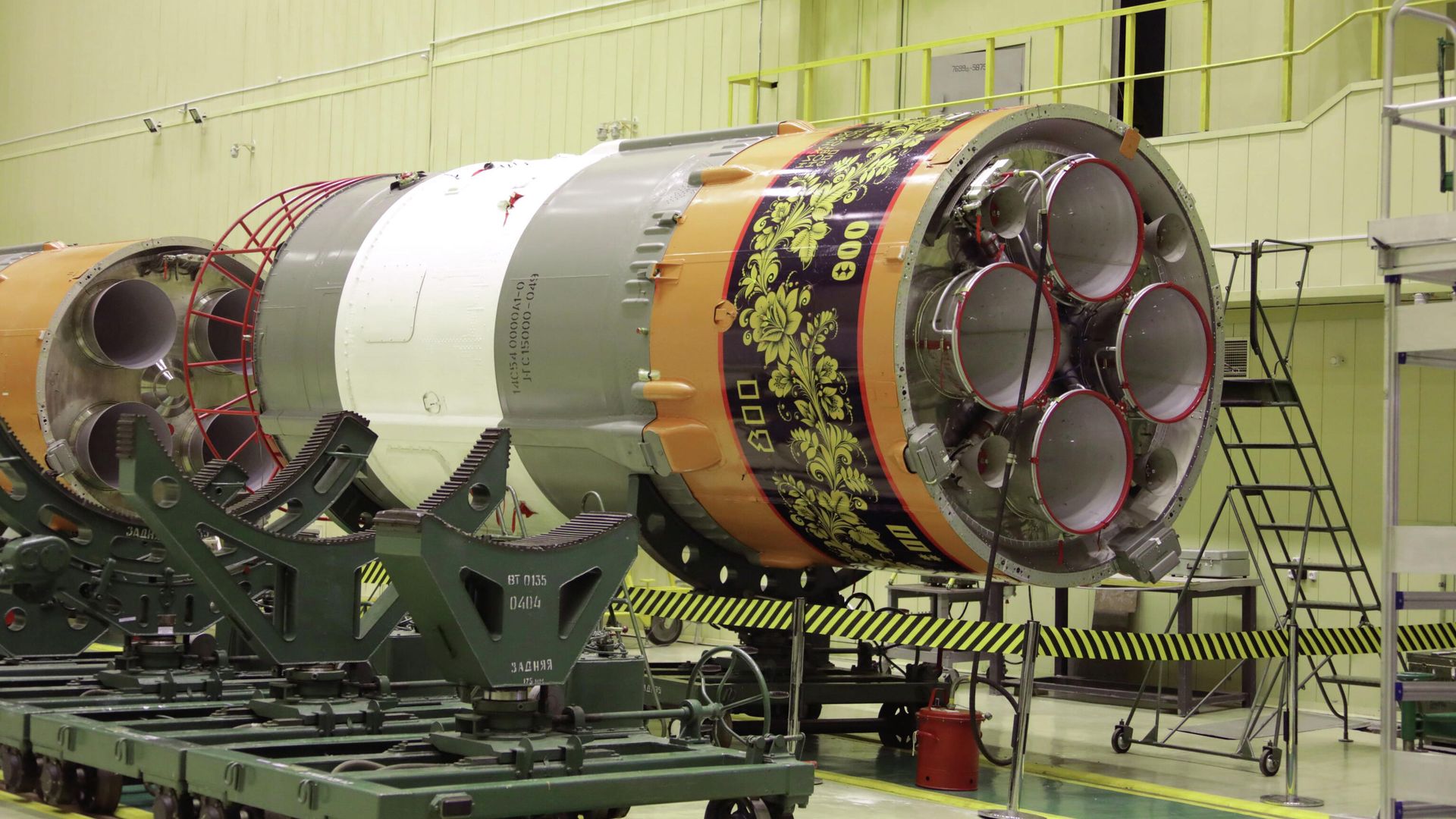 Ракета-носитель Союз-2.1б с нанесенной символикой празднования 800-летия Нижнего Новгорода на космодроме Байконур Ракета-носитель Союз-2.1б с нанесенной символикой празднования 800-летия Нижнего Новгорода на космодроме Байконур - РИА Новости, 1920, 12.10.2021