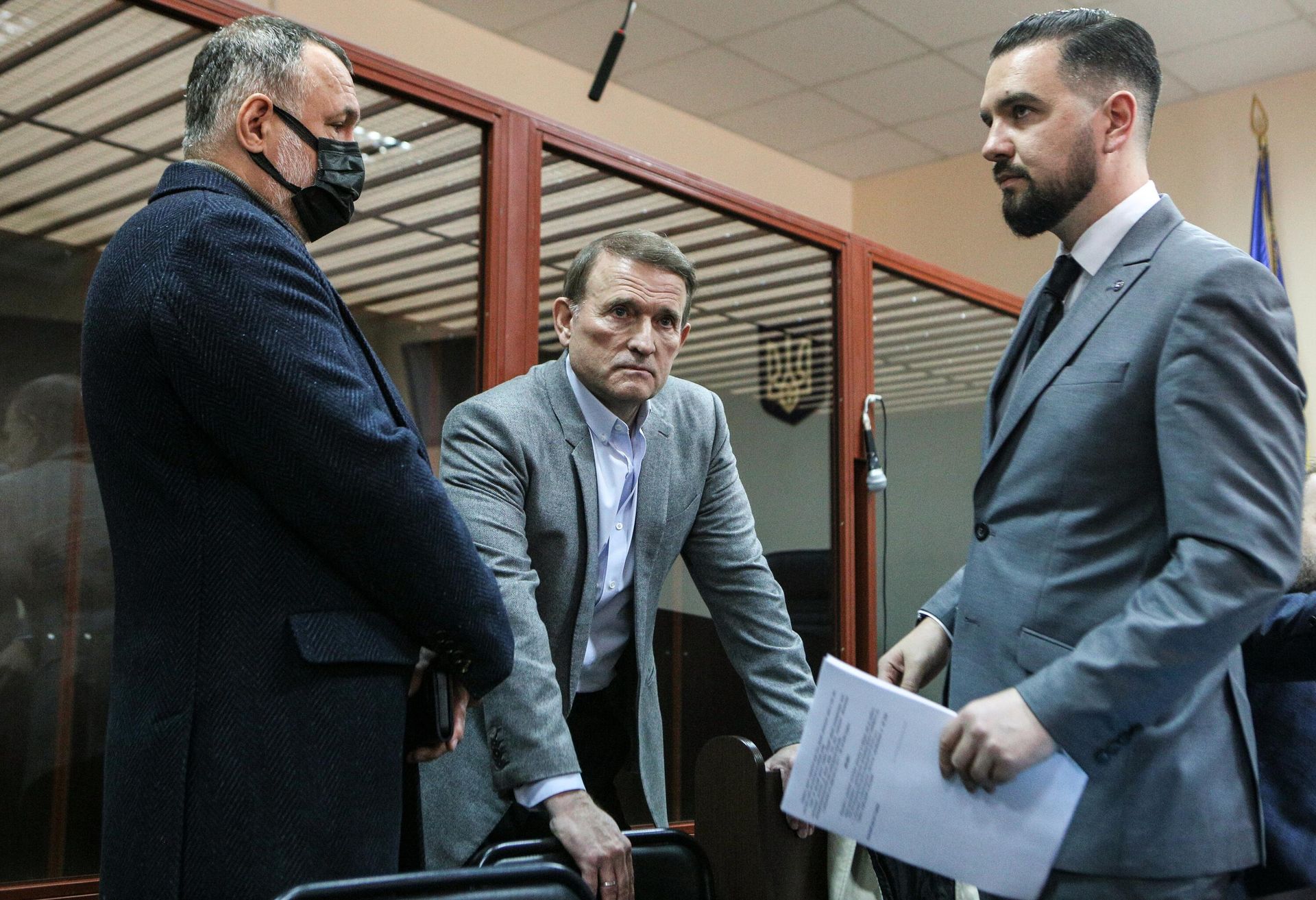 Председатель политсовета партии Оппозиционная платформа - За жизнь Виктор Медведчук на заседании Печерского районного суда города Киева Председатель политсовета партии Оппозиционная платформа - За жизнь Виктор Медведчук на заседании Печерского районного суда города Киева - РИА Новости, 1920, 15.10.2021