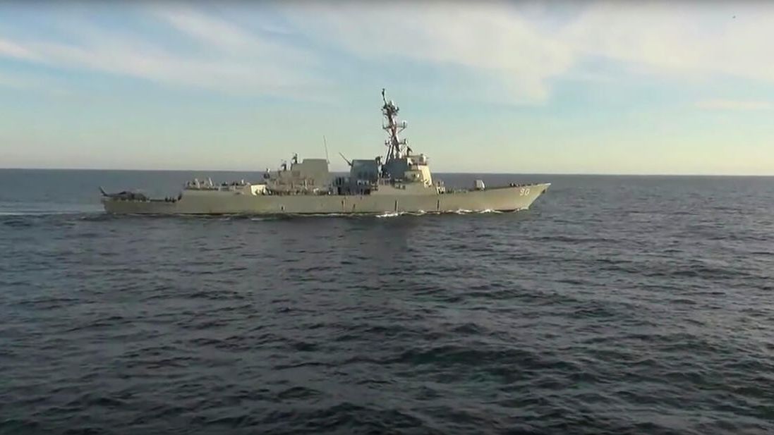 Эсминец USS Chafee в Японском море. Кадр видео Эсминец USS Chafee в Японском море. Кадр видео - РИА Новости, 1920, 15.10.2021