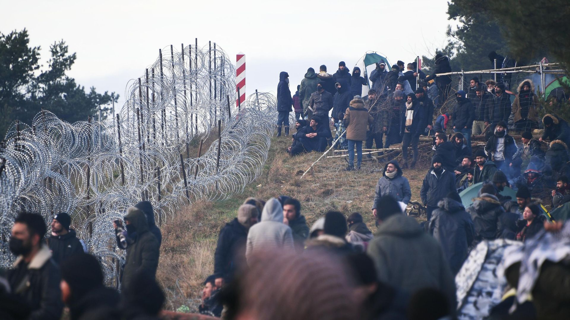 Лагерь нелегальных мигрантов на белорусско-польской границе Лагерь нелегальных мигрантов на белорусско-польской границе - РИА Новости, 1920, 09.11.2021