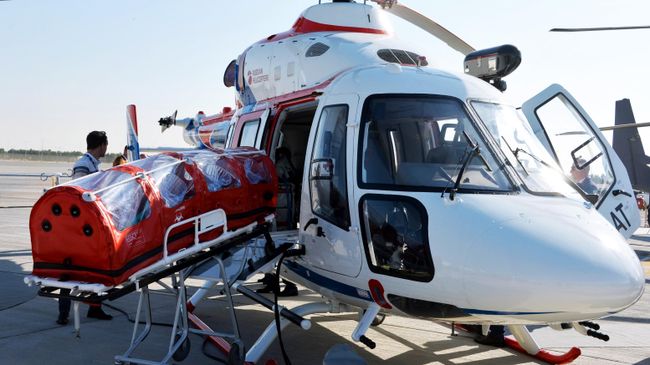 Многоцелевой вертолет Ансат, представленный на авиакосмическом салоне Dubai Airshow 2021 в Дубае