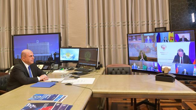 Председатель правительства РФ Михаил Мишустин проводит заседание Координационного совета по борьбе с коронавирусной инфекцией