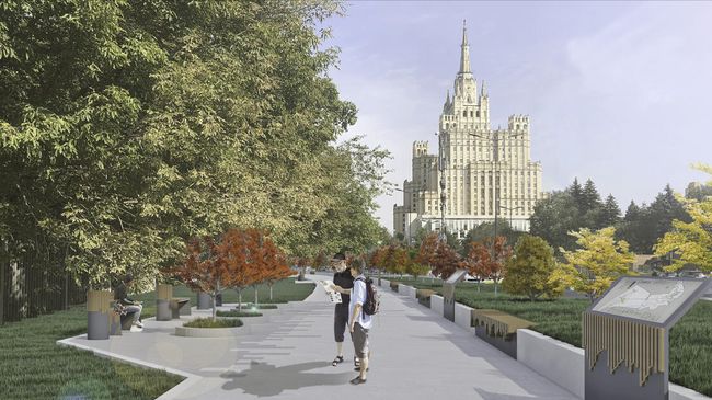 Проектное решение благоустройства Конюшковской улицы в Москве