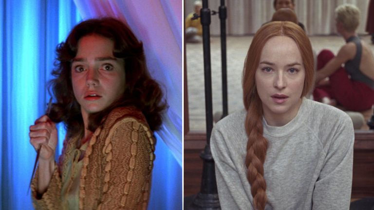 Кадр из фильма Суспирия 1977 года, кадр из фильма Суспирия 2018 года Кадр из фильма Суспирия 1977 года, кадр из фильма Суспирия 2018 года