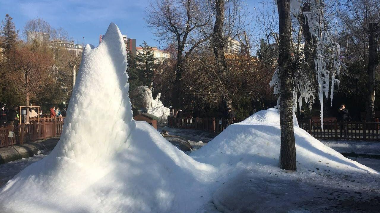 Замерзший фонтан в парке Кугулу, Турция Замерзший фонтан в парке Кугулу, Турция - РИА Новости, 1920, 25.12.2021