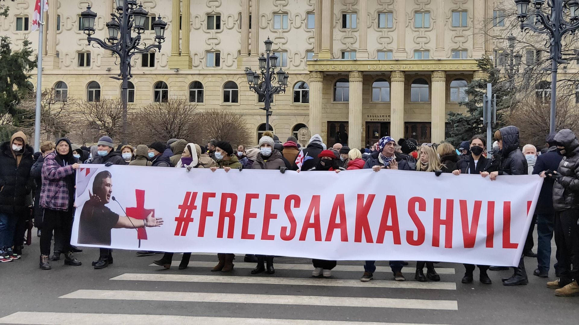 Участники акции сторонников экс-президента Грузии Михаила Саакашвили в Тбилиси Участники акции сторонников экс-президента Грузии Михаила Саакашвили в Тбилиси - РИА Новости, 1920, 28.01.2022