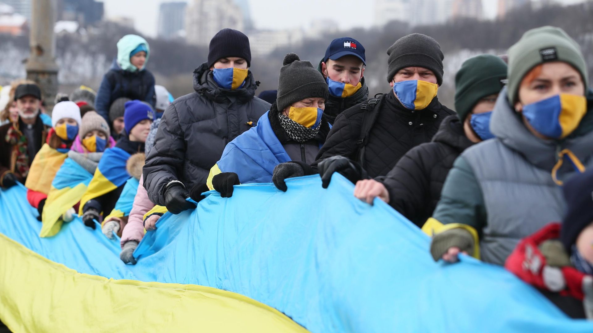 Участники праздничного шествия по случаю празднования Дня соборности Украины Участники праздничного шествия по случаю празднования Дня соборности Украины - РИА Новости, 1920, 15.01.2023