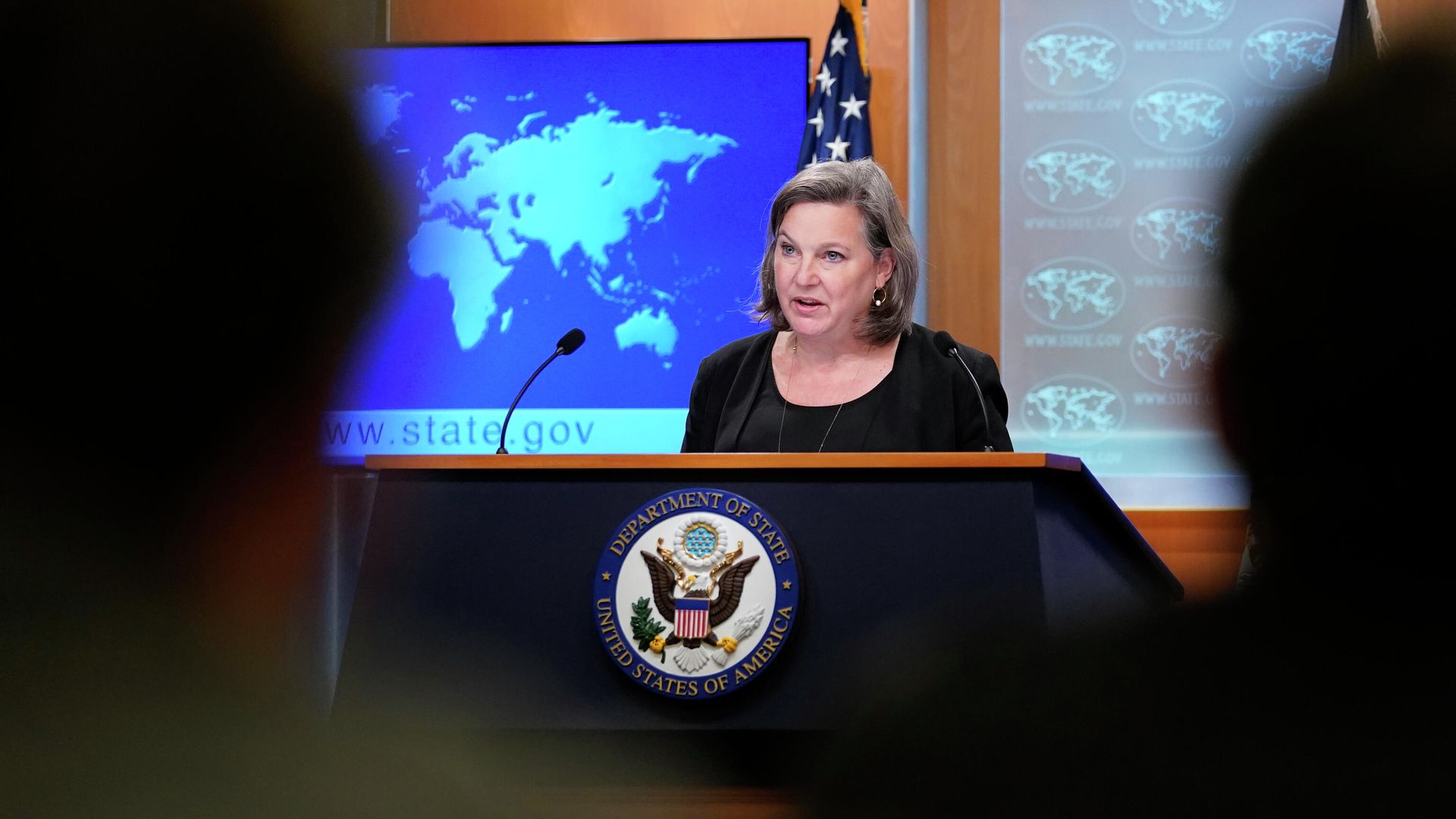 Заместитель Государственного секретаря США Виктория Нуланд выступает на брифинге в Государственном департаменте США в Вашингтоне. 27 января 2022 Заместитель Государственного секретаря США Виктория Нуланд выступает на брифинге в Государственном департаменте США в Вашингтоне. 27 января 2022 - РИА Новости, 1920, 29.01.2022
