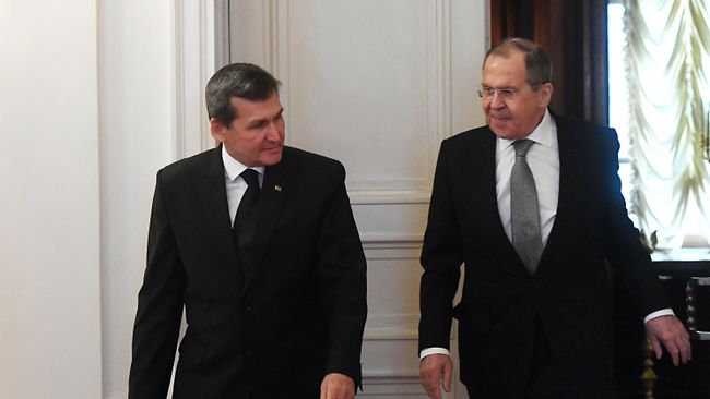 Министр иностранных дел РФ Сергей Лавров и министр иностранных дел Туркменистана Рашид Мередов