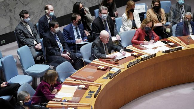 Постоянный представитель РФ при ООН Василий Небензя на заседании Совета Безопасности ООН по Украине