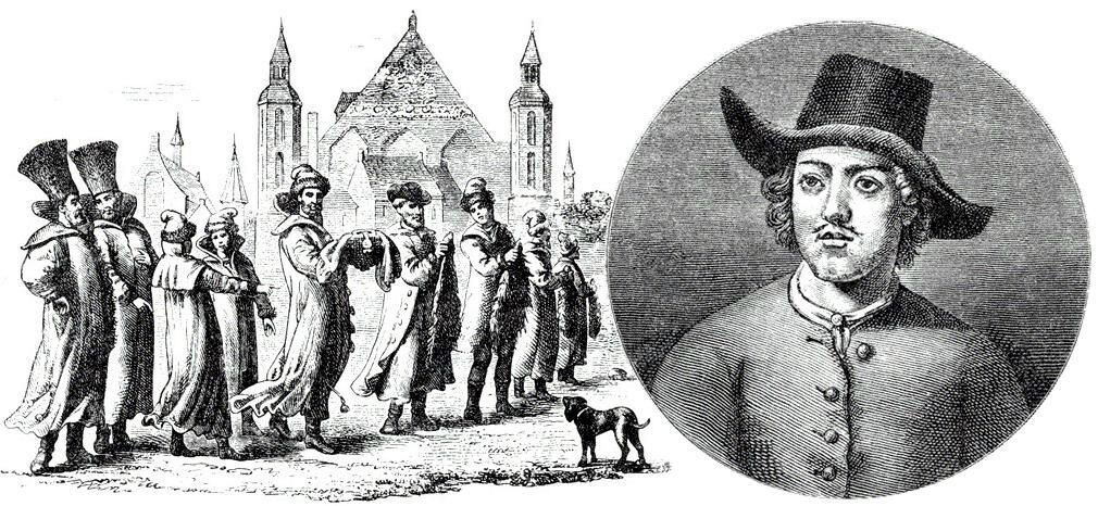 Великое посольство Петра I в Европу (1697-98 гг.). Справа портрет Петра в одежде матроса во время его пребывания в голландском Саардаме (Саандаме) Великое посольство Петра I в Европу (1697-98 гг.). Справа портрет Петра в одежде матроса во время его пребывания в голландском Саардаме (Саандаме) - РИА Новости, 1920, 01.03.2022