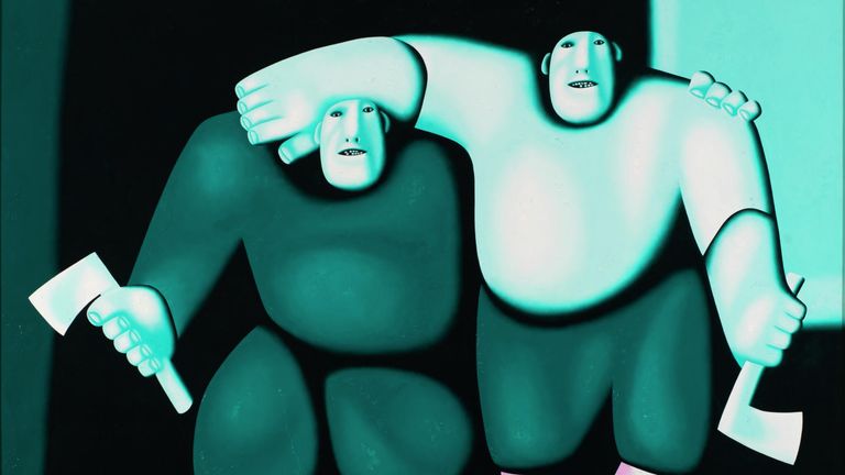 Олег Целков Двое с топорами, 1996 Олег Целков Двое с топорами, 1996
