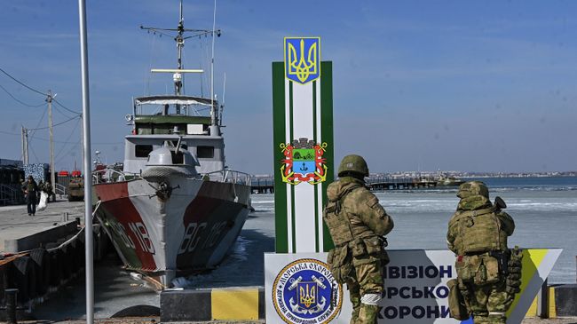 База Военно-морских сил Украины на Бердянской косе, взятая под контроль российскими военнослужащими