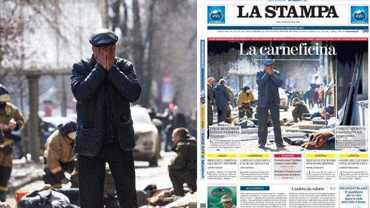 Фотография фотокорреспондента URA.RU Эдуарда Корниенко и обложка газеты La Stampa - РИА Новости, 1920, 31.03.2022
