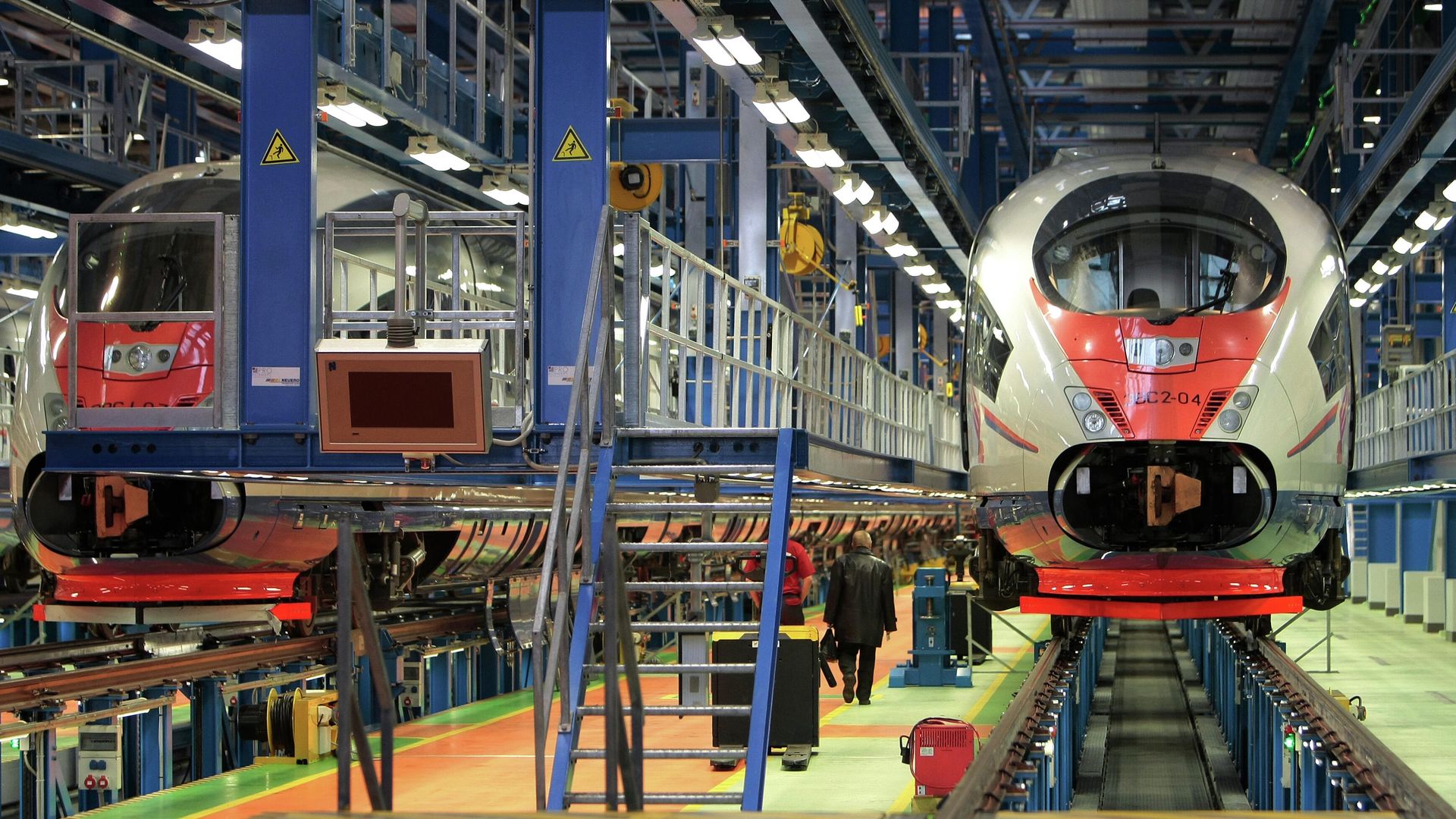 Высокоскоростной поезд Сапсан в моторвагонном депо Санкт-Петербург–Московское Октябрьской железной дороги Высокоскоростной поезд Сапсан в моторвагонном депо Санкт-Петербург–Московское Октябрьской железной дороги - РИА Новости, 1920, 21.02.2024