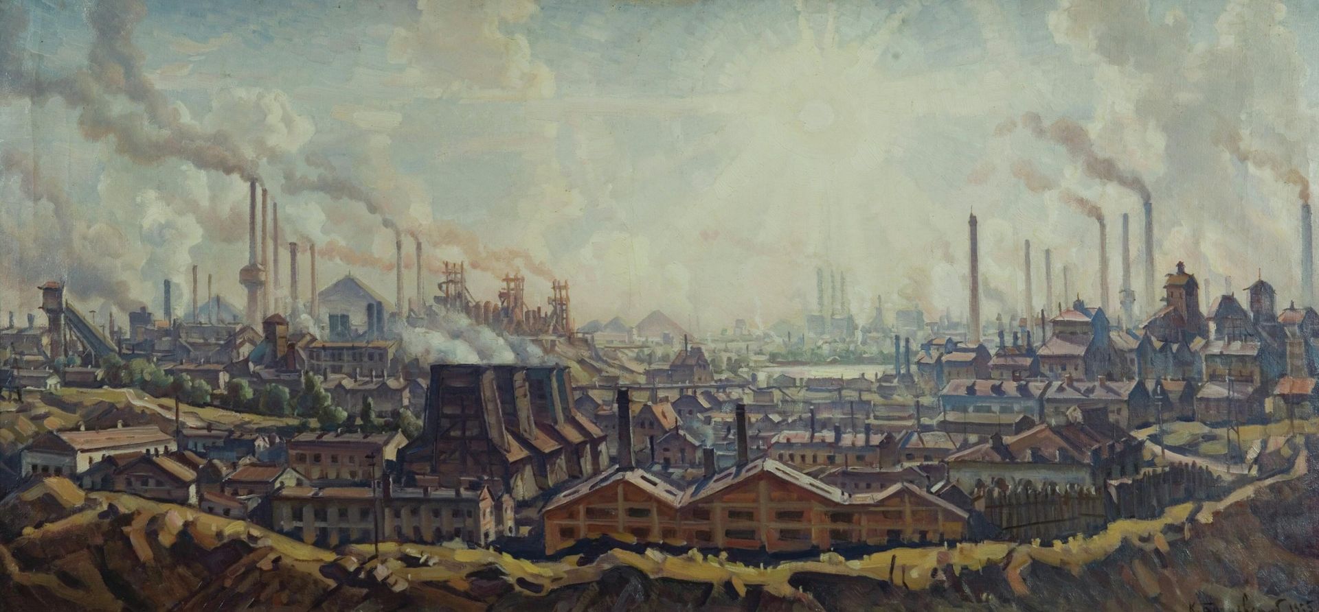 Донбасс. 1935. Холст, масло. 67 х 142. Воронежский областной художественный музей им. И.Н. Крамского Донбасс. 1935. Холст, масло. 67 х 142. Воронежский областной художественный музей им. И.Н. Крамского - РИА Новости, 1920, 23.03.2022