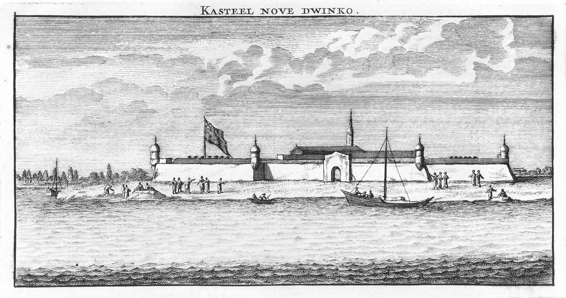 Новодвинская крепость. Гравюра с рисунка Корнелия де Бруина. 1711 г. Из книги Путешествие через Московию… Новодвинская крепость. Гравюра с рисунка Корнелия де Бруина. 1711 г. Из книги Путешествие через Московию… - РИА Новости, 1920, 30.03.2022