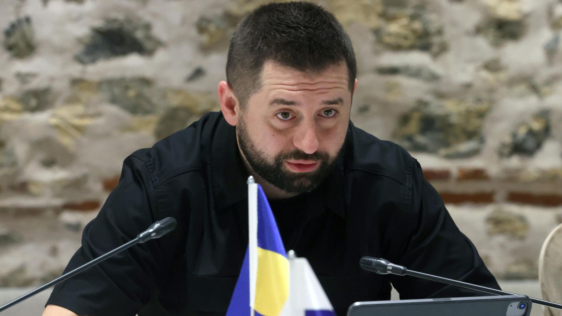 Руководитель фракции Слуга народа в Верховной раде Украины Давид Арахамия во время российско-украинских переговоров во дворце Долмабахче в Стамбуле Руководитель фракции Слуга народа в Верховной раде Украины Давид Арахамия во время российско-украинских переговоров во дворце Долмабахче в Стамбуле - РИА Новости, 1920, 29.03.2022