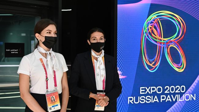 Участницы Всемирной выставки Экспо-2020 в павильоне России в Дубае Участницы Всемирной выставки Экспо-2020 в павильоне России в Дубае