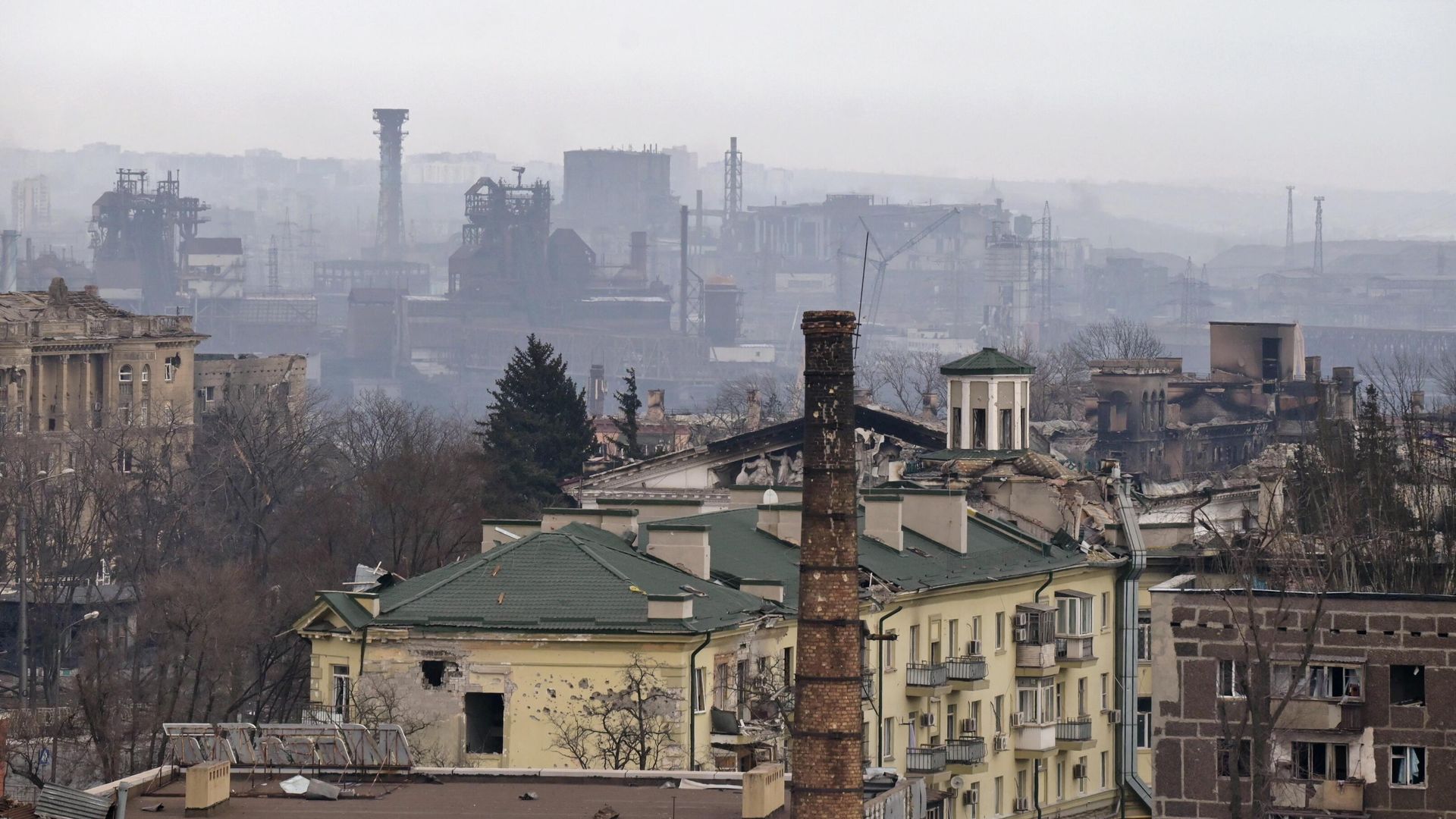 Вид Мариуполя в сторону металлургического комбината Азовсталь - РИА Новости, 1920, 11.04.2022