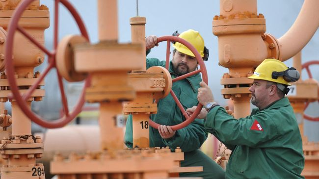 Рабочие на газораспределительной станции в Венгрии