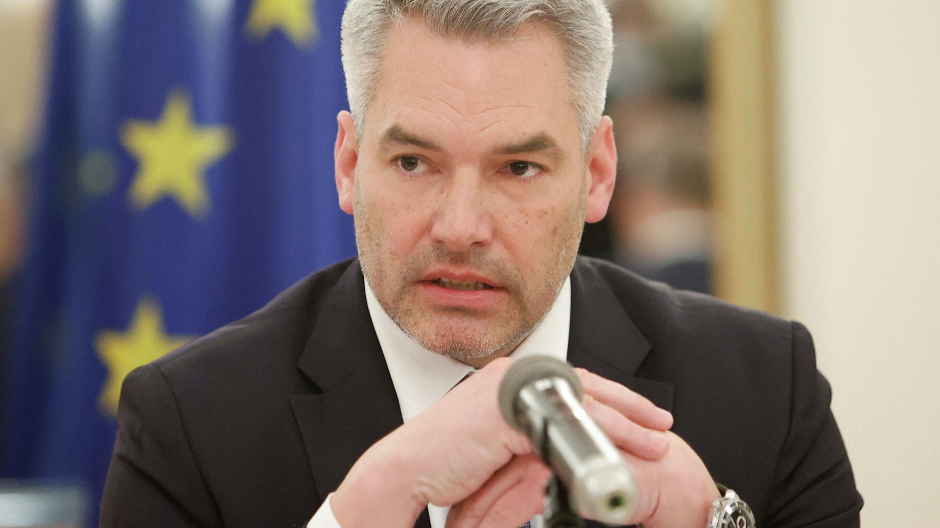 Канцлер Австрии Карл Нехаммер на встрече с президентом России Владимиром Путиным - РИА Новости, 1920, 11.04.2022