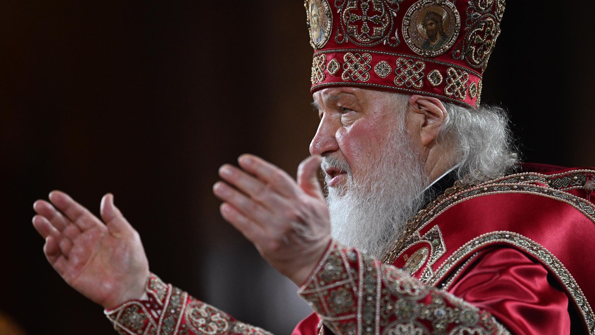 Патриарх Кирилл на пасхальном богослужении в храме Христа Спасителя Патриарх Кирилл на пасхальном богослужении в храме Христа Спасителя - РИА Новости, 1920, 24.04.2022