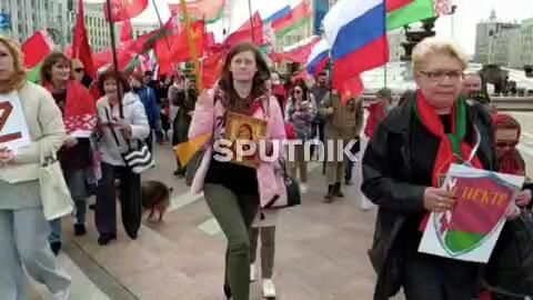 Шествие в Минске Беларусь Zа Россию Шествие в Минске Беларусь Zа Россию - РИА Новости, 1920, 30.04.2022