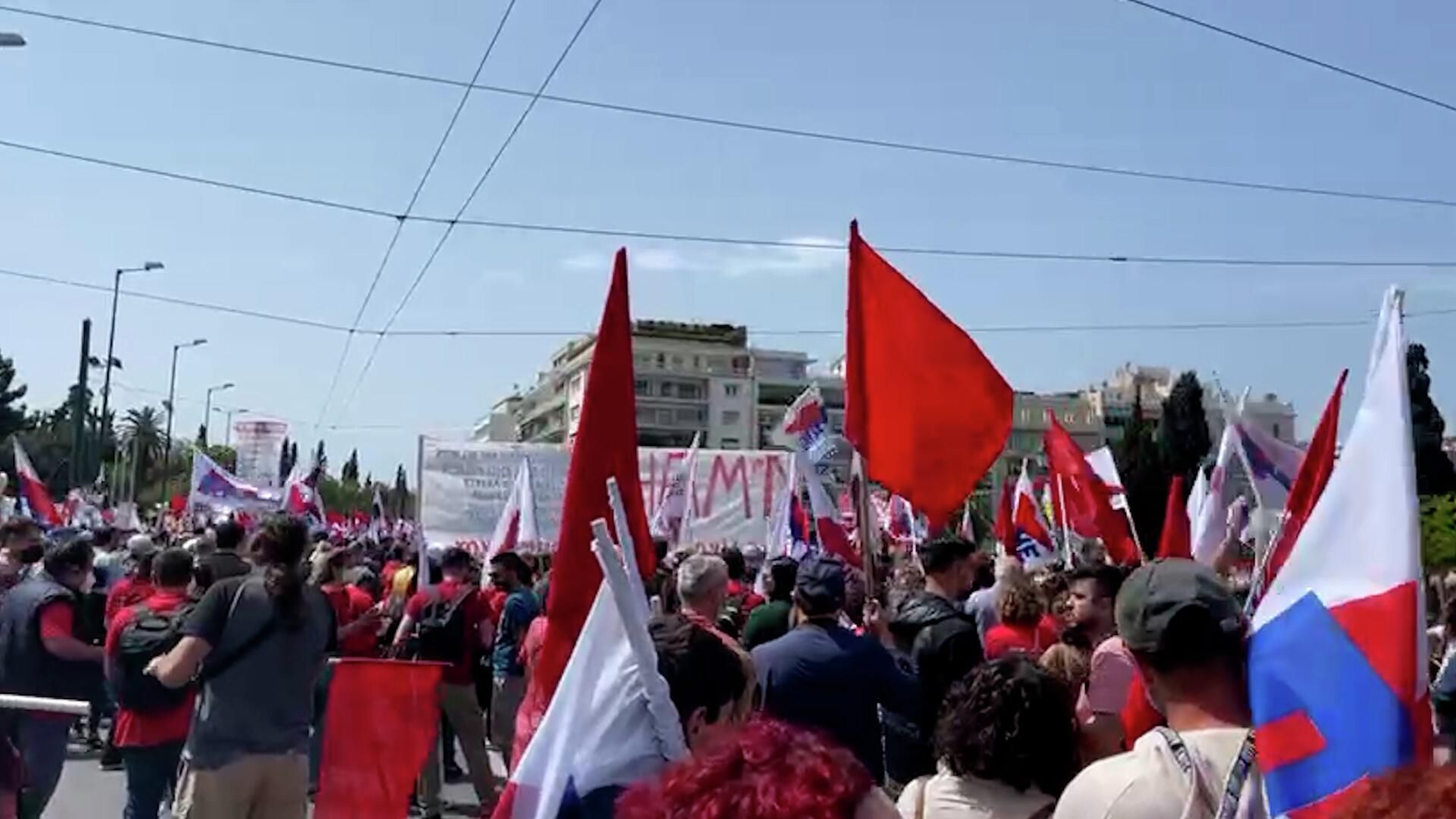 Первомайские демонстрации в Греции - РИА Новости, 1920, 01.05.2022