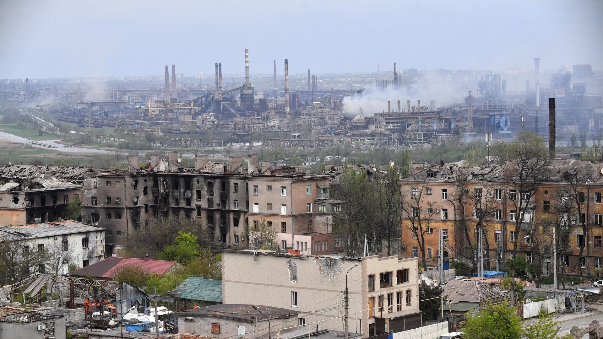 Вид на металлургический комбинат Азовсталь в Мариуполе Вид на металлургический комбинат Азовсталь в Мариуполе - РИА Новости, 1920, 07.05.2022