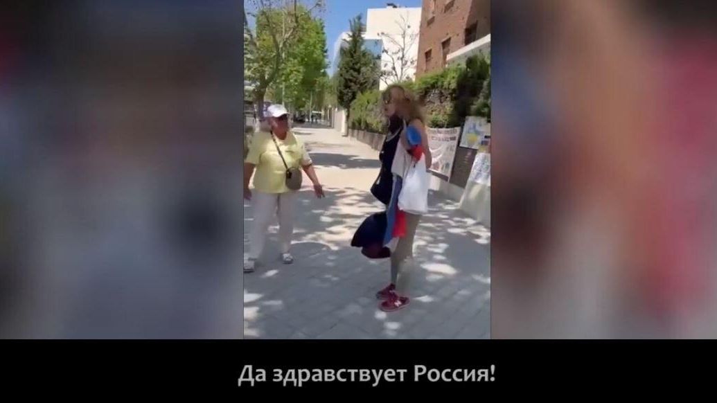 Жительница Мадрида защитила российский флаг перед толпой украинцев Жительница Мадрида защитила российский флаг перед толпой украинцев - РИА Новости, 1920, 11.05.2022