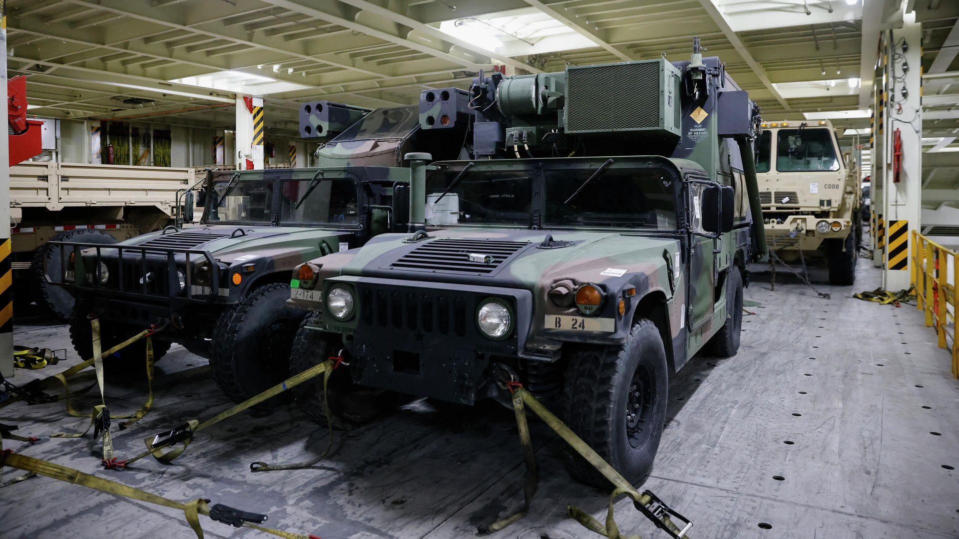 Американская военная техника на борту грузового корабля во время доставки на Украину Американская военная техника на борту грузового корабля во время доставки на Украину - РИА Новости, 1920, 01.07.2022