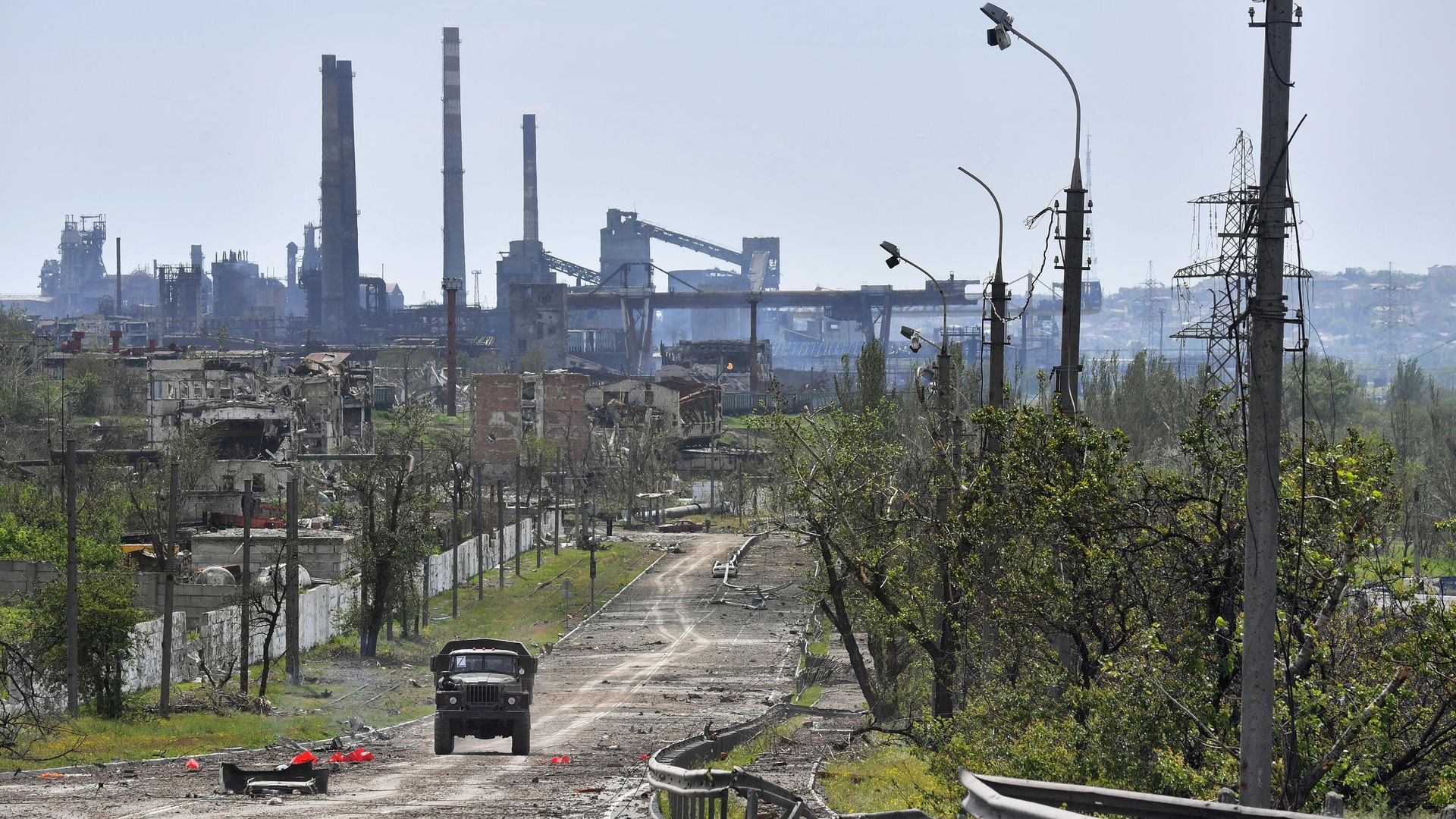 Территория разрушенного комбината Азовсталь в Мариуполе Территория разрушенного комбината Азовсталь в Мариуполе - РИА Новости, 1920, 31.05.2022