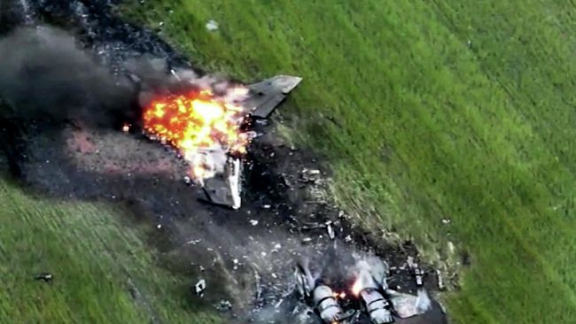 Самолет МиГ-29 воздушных сил Украины, сбитый российскими средствами противовоздушной обороны