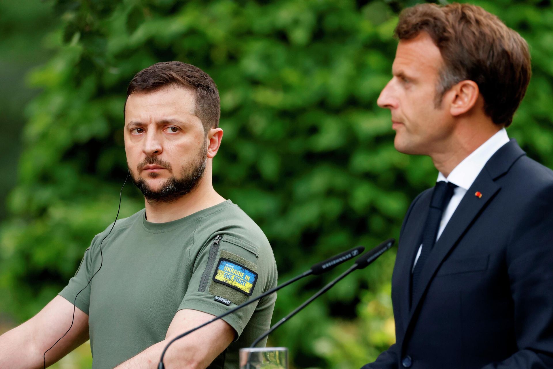 Президент Украины Владимир Зеленский и президент Франции Эммануэль Макрон во время пресс-конференции в Киеве Президент Украины Владимир Зеленский и президент Франции Эммануэль Макрон во время пресс-конференции в Киеве - РИА Новости, 1920, 15.10.2024