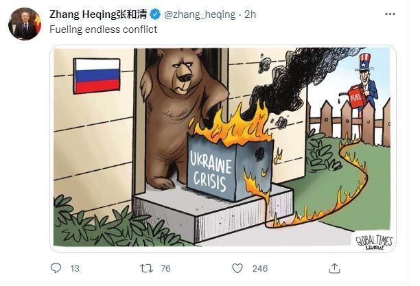 Сообщение представителя МИД КНР Чжана Хэцина, опубликованное 19 июня 2022 в социальной сети - РИА Новости, 1920, 19.06.2022