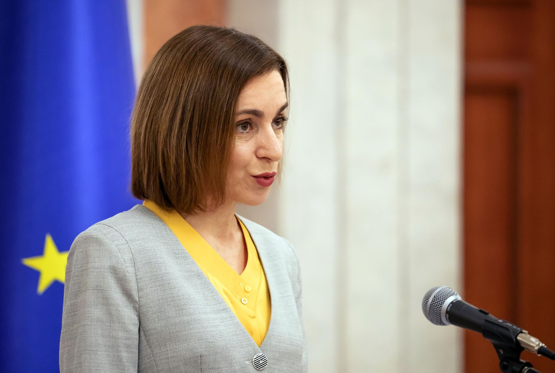 Президент Молдавии Майя Санду на брифинге в Кишиневе по вопросу получения Молдавией статуса кандидата в члены Европейского Союза (ЕС) Президент Молдавии Майя Санду на брифинге в Кишиневе по вопросу получения Молдавией статуса кандидата в члены Европейского Союза (ЕС) - РИА Новости, 1920, 09.09.2022