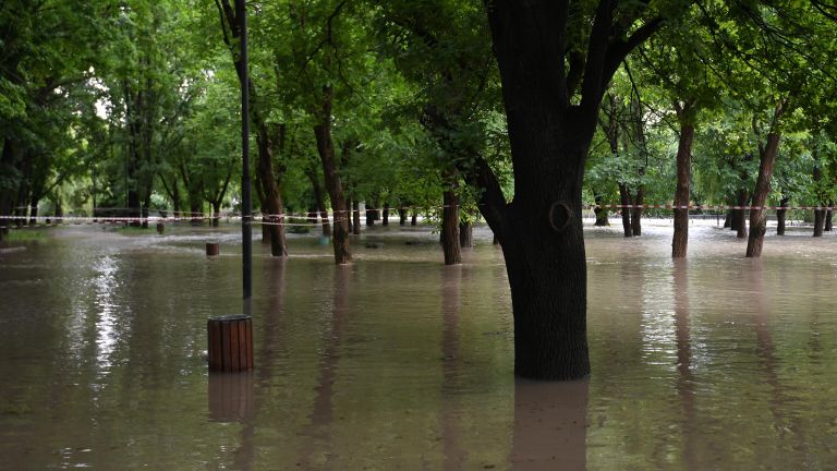 Подтопленная территория в парковой зоне Симферополя после прошедших сильных дождей Подтопленная территория в парковой зоне Симферополя после прошедших сильных дождей