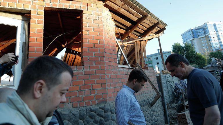 Поврежденный дом в Белгороде Поврежденный дом в Белгороде