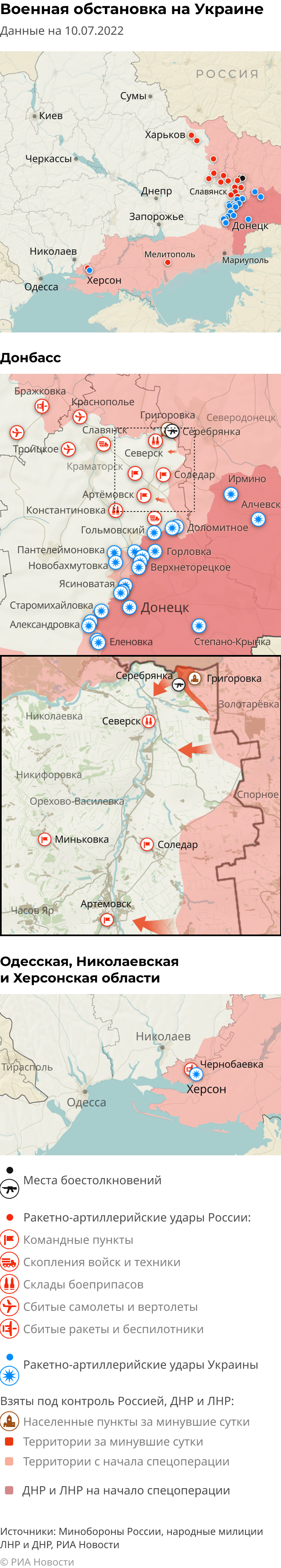 Карта спецоперации Вооруженных сил России на Украине на 10.07.2022 Карта спецоперации Вооруженных сил России на Украине на 10.07.2022