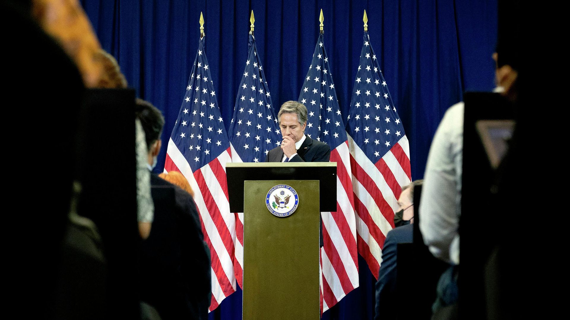 Госсекретарь США Энтони Блинкен во время пресс-конференции Госсекретарь США Энтони Блинкен во время пресс-конференции - РИА Новости, 1920, 22.07.2022