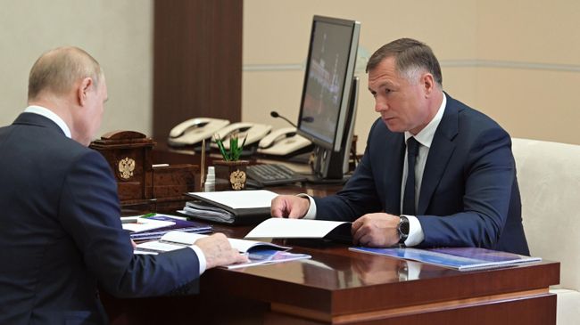 Встреча президента РФ В. Путина с вице-премьером РФ М. Хуснуллиным