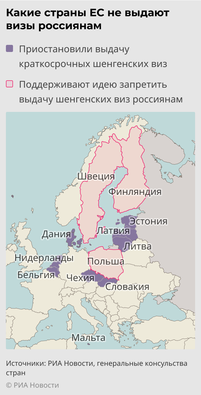 Какие страны ЕС не выдают визы россиянам
