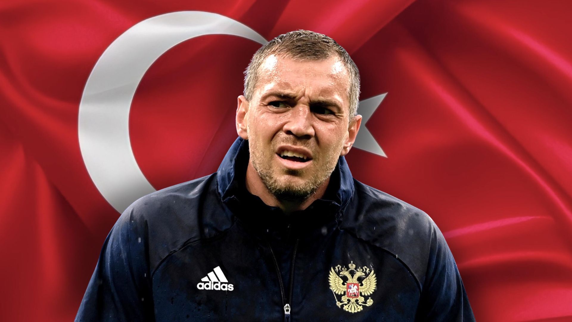 Артем Дзюба на фоне турецкого флага Артем Дзюба на фоне турецкого флага - РИА Новости, 1920, 18.08.2022